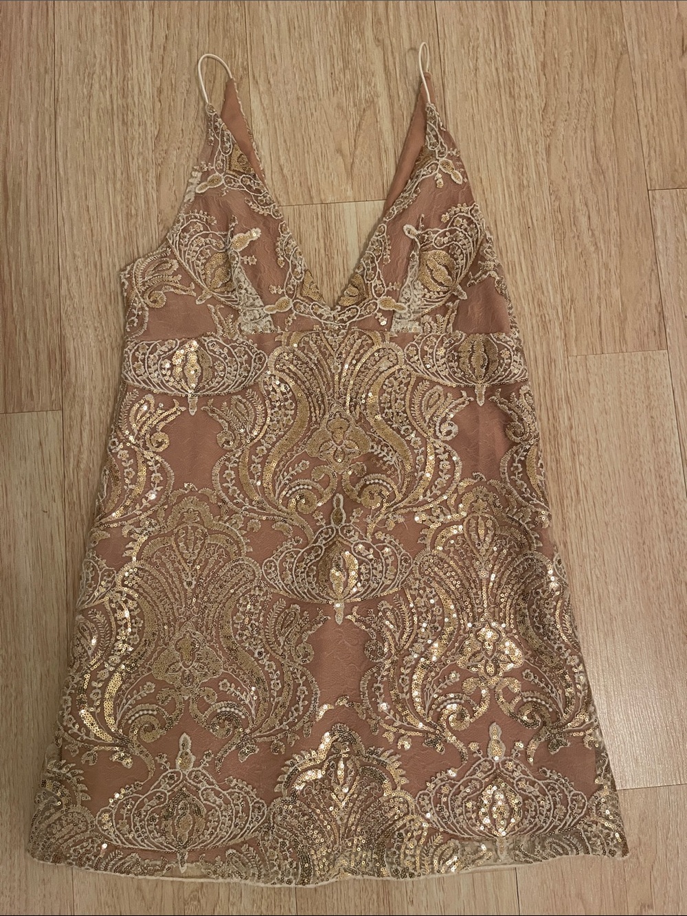Free People Gold Sequin Slip Dress size 8 NWT